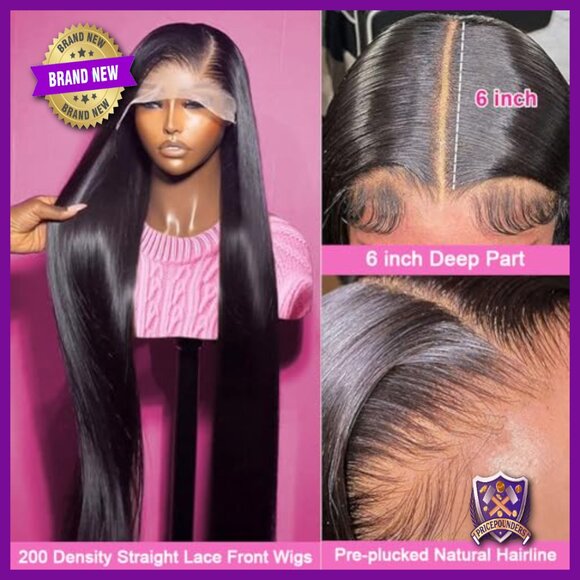 32 Inch 13x6 Lace Front Wig Human Hair 200 Density Straight Glueless